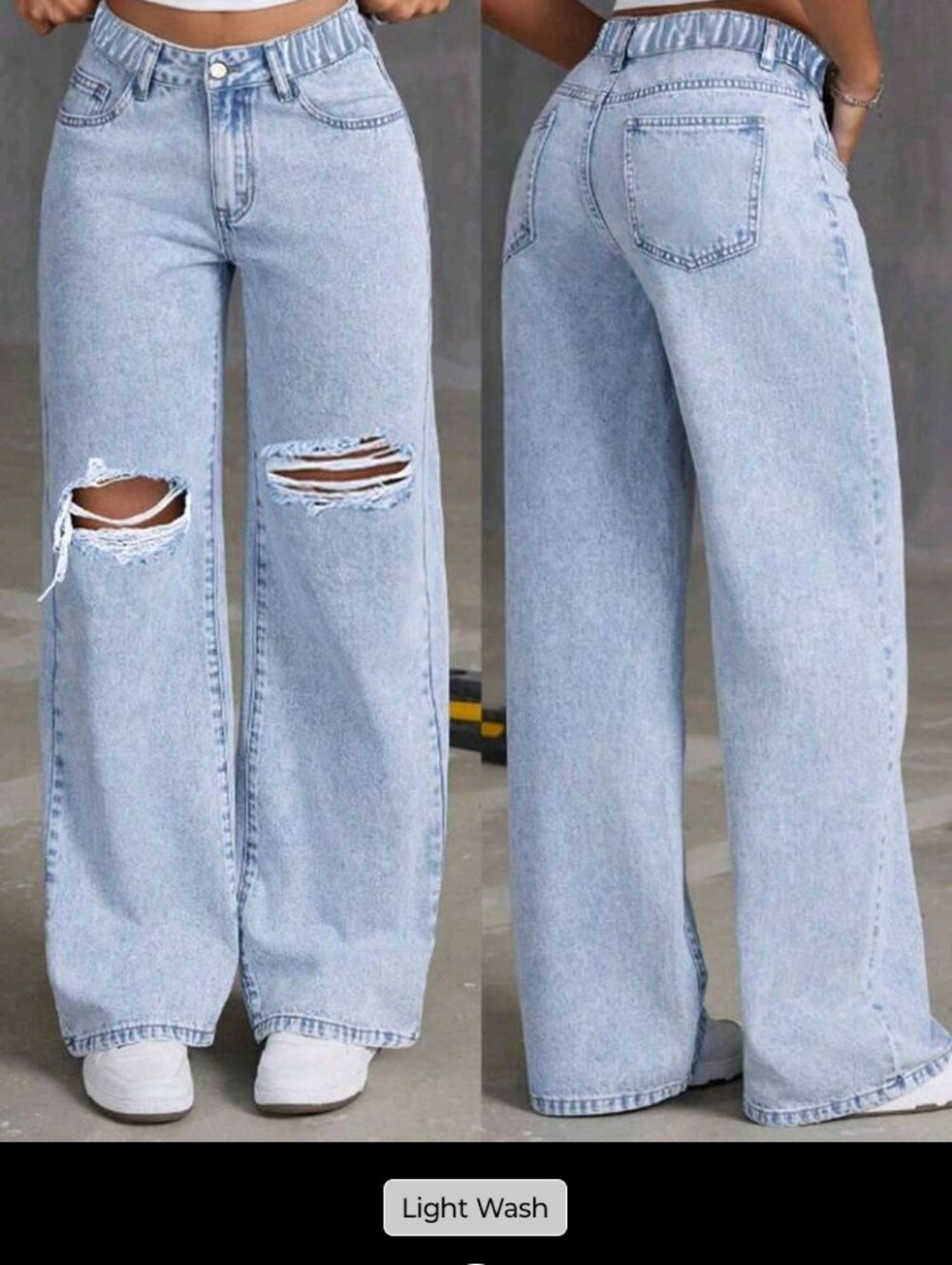 Teen Girl Fashionable Light Blue Ripped Jeans, Chic And Versatile For All Season